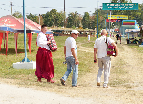 Men in costume for fair in Ukraine